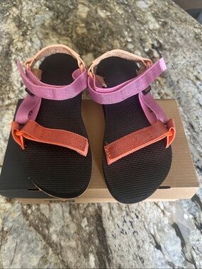 Teva Kids Metallic Pink Platform Sandals